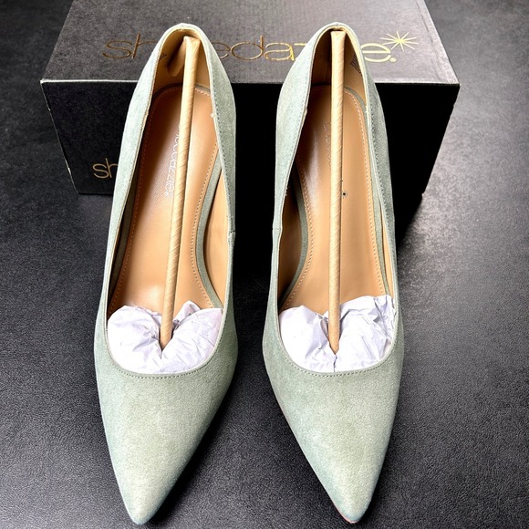 Shoe Dazzle Naomi Pumps Womens Size 9.5 Seagrass Suede 4.25 Inch Heel NEW - Picture 3 of 7